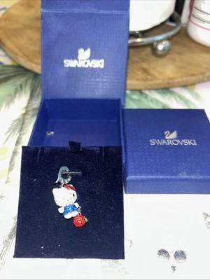 Swarovski Hello Kitty Crystal Charm Necklace Blue Dress Red Apple - Image 1 of 4
