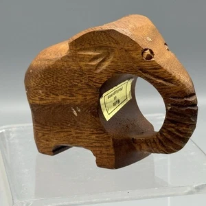 Anillo de servilleta individual de madera tallada a mano elefante safari africano animal de la selva 3,5" - Imagen 1 de 9