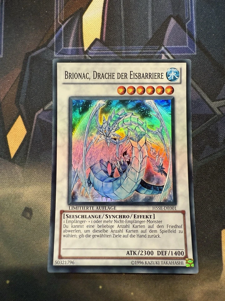 GERMAN YUGIOH Brionac, Dragon Of The Ice Barrier H5SE-EN001 Super Rare Nm - Image 1 of 1