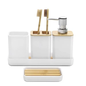 Bathroom Accessories Set 5 Pcs Accessory Gift Soap Dispenser Dish Toothbrush - Picture 1 of 7