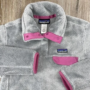 Pullover PATAGONIA Re-Tool Snap-T 25442 para mujer gris medio rosa ribete polar - Imagen 1 de 16