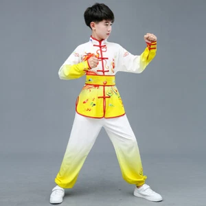 Girls Boys Outfit Top Pants Set Stage Training Set Chinese Style Dragon Pattern - Picture 1 of 16