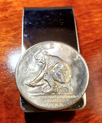 1925 California Diamond Jubilee Gold Prospector Half Dollar Coin Money Clip +Box - Image 1 of 4