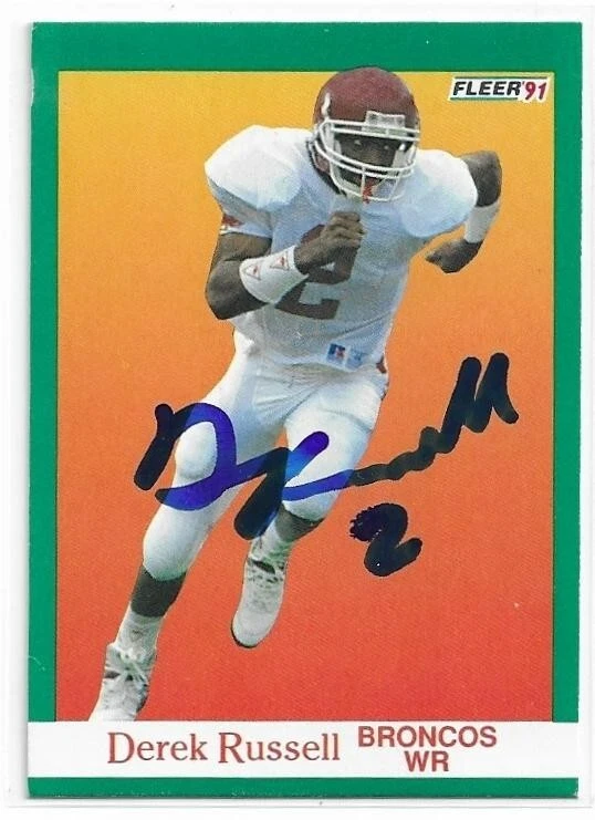 DEREK RUSSELL Autographed Signed 1991 Fleer card #424 Arkansas Razorbacks - Image 1 of 1