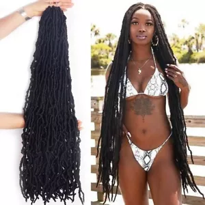 4 pack 36 in soft Locs Crochet Braids Hair pre looped color 1B black. I5 - Picture 1 of 6