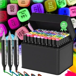 Zeichnen Marker Set Permanent Pen Für DIY Graffiti Sketch , Dual Pen 80 Farbe - Bild 1 von 17