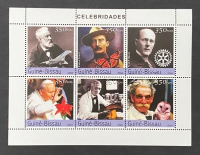 2004 Guiné - Bissau - Folheto de selos de celebridades, sem marca de charneira - Imagem 1 de 2