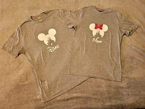 Matching Couple's Mom And Dad Disney T-shirts Gray Men's Large Women's Sz Small - Picture 1 of 20