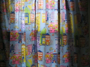 Curtain Two Panels Rod Pocket Blue City Design 56 x 43 inches - Picture 1 of 6
