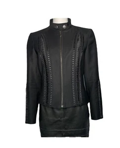 JOHN GALLIANO Jacket Rare Vintage UK 12 It 44 Black High Neck Zip Closure - Picture 1 of 7