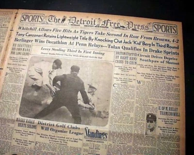 TONY CANZONERI Lightweight Boxing Championship Title Fight Berg 1931 Newspaper Foto 1 de 4