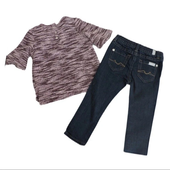 Conjunto de 2 piezas suéter jeans 7 For All Mankind 24M conjunto niña fragante lila nuevo con etiquetas Foto 1 de 4