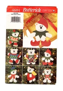 Pattern for Holiday Christmas Bear Ornaments Butterick 4604 No Sew, Instructions - Picture 1 of 3