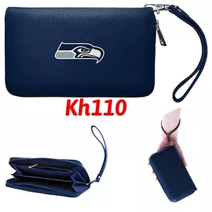 NFL Seattle Seahawks Women's Zip Organizer Pebble Strap Wallet - Picture 1 of 5