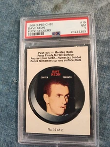  1968-69 O-Pee-Chee Puck Stickers #18 Dave Keon  PSA Graded 7 NM  - Picture 1 of 2