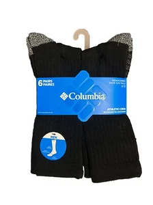 Columbia sportliche Crew-Socken für Herren schwarz Größe Large 6-12 (6 Paar) superweich - Bild 1 von 2