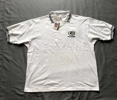 Camiseta Polo De Colección Green Bay Packers Día del Juego L Blanca Bordada Nueva Con Etiquetas De Colección Años 90 NFL Foto 1 de 4