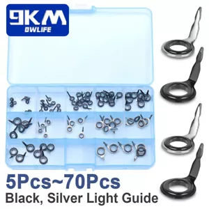 Kit de reparación de guía de caña de pescar de un solo pie micro 9 km 5 piezas ~ 70 piezas para giro ligero - Imagen 1 de 9