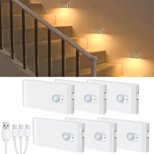 WILLED Motion Sensor Night Light, Rechargeable Stair Lights Indoor, Warm White M - Picture 1 of 12