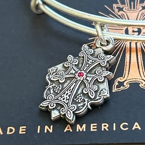 NWT Alex and Ani "ARMENIAN CROSS" Swarovski Charm Silver Bracelet w/Tag & Card - Picture 1 of 5