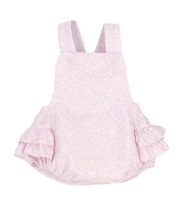 Baby Girl Spanish Cotton Pink Sun Romper With Frill Detail & Adjustable Straps - Picture 1 of 4