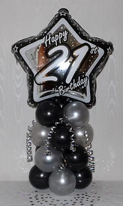 21st BIRTHDAY - AGE 21 -MALE - FEMALE- FOIL BALLOON DISPLAY -TABLE CENTREPIECE - Picture 1 of 9