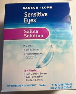 Saline Solution w/ Potassium - Bausch + Lomb Sensitive Eyes 2 Pack - Picture 1 of 3
