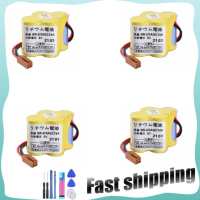 4 Pcs NEW BR-2/3AGCT4A 6V BATTERY For PLC w/ brown Plug for FANUC PLC - Image 1 of 3