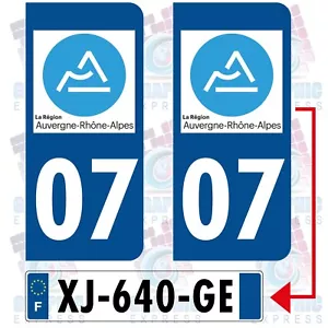07 ARDECHE RHONE ALPES / 2 STICKERS PLAQUE IMMATRICULATION STICKER PALQUE... - Imagen 1 de 7