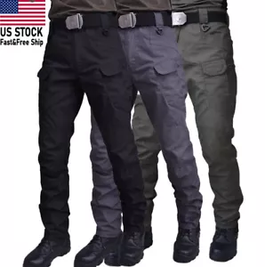 Men Tactical Cargo Pants Outdoor Hiking Soldier Multi Pocket Work Combat Trouser - Picture 1 of 32