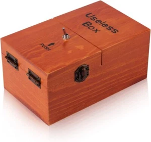 Useless Box Leave Me Alone Machine Fully Assembled in Real Wood(Brown) - Picture 1 of 7