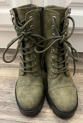 Botas de combate de plataforma GBG Los Angeles Sheeva verde oscuro para mujer - talla 8M NUEVAS Foto 1 de 4