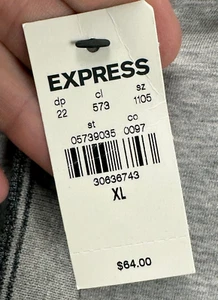 Express Sweater Mens XL Grey Henley Hoodie Sweatshirt Long Sleeve Stretch NEW - Picture 1 of 10
