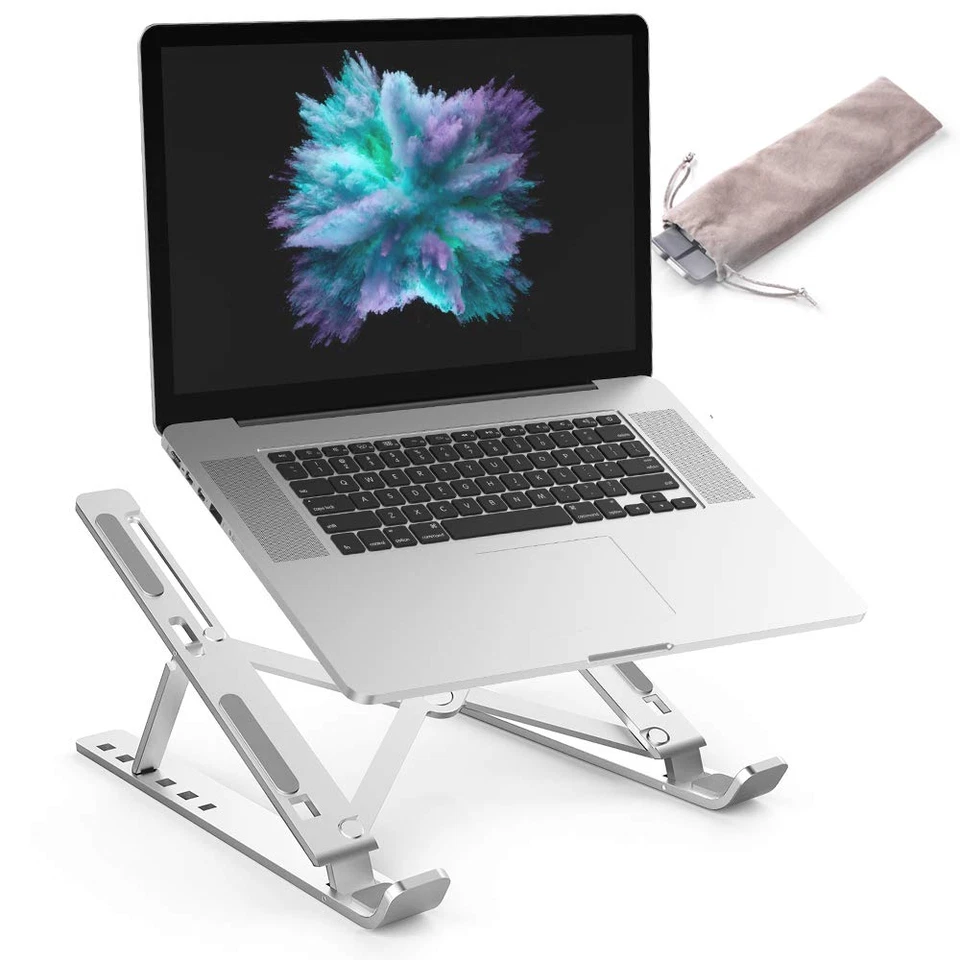 Portable  Adjustable Aluminum laptop stand for MacBook, Dell and Ipad(Silver) - Image 1 of 4
