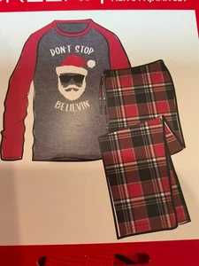 Juego de pijamas grandes para hombre Don't Stop Believing Journey Santa Nuevo con etiquetas para hombre franela a cuadros - Imagen 1 de 3