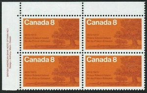 Canada sc#618 Prince Edward Island Centennial, UL Imprint Block, Mint-NH - Picture 1 of 2