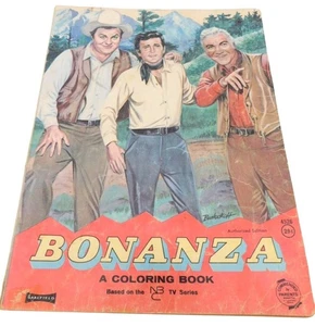 Vintage Saalfield Bonanza Coloring Book 1960s NBC TV Show Colored In READ - Picture 1 of 7