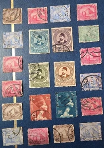 Egipto 22 estampillas 1897-1956, Ismail Pasha y esfinge y pirámides y reina Nefertiti - Imagen 1 de 8