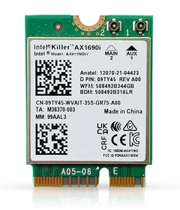 Killer Series per Intel AX1690i WiFi 6E Aggiornamento Adattatore da Gioco | CNVio2 M.2 - Foto 1 di 9
