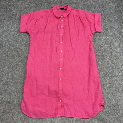 Vestido Camisa Mujer J Crew Baird McNutt Lino Irlandés Mediano Rosa Botón Frontal Foto 1 de 4