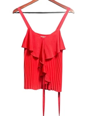 Blusa Cami Plisada con Volantes Chelsea 28 para Mujer Hibisco Roja Sólida Talla Pequeña Foto 1 de 4