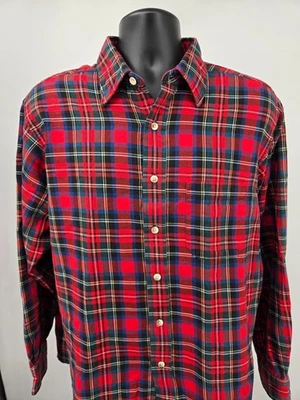 Camisa De Colección LL Bean Rangeley Franela XL Roja Abotonada Tartán Mezcla de Lana Bolsillo Hombres Foto 1 de 4
