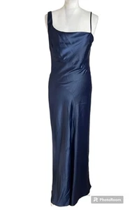 Geri by Next Marineblau Satin Maxi Lang Kleid UK 12 Abend Cocktail Hochzeit - Bild 1 von 10