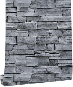 17.71" x 393.7" Grey Brick Wallpaper Peel and Stick, Removable Waterproof Wal... - Picture 1 of 9