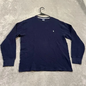 Polo Ralph Lauren Thermal Shirt Mens XL Navy Blue Waffle Knit Crewneck Sleep Top - Picture 1 of 7
