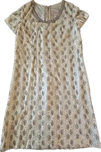 VTG 1960s Andora Beaded Sequin Lace Shift Party Dress Wedding Guest M Hong Kong - Picture 1 of 24