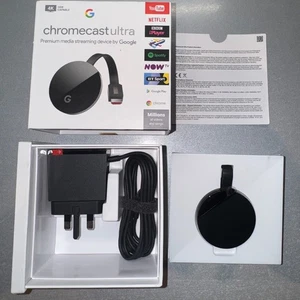 Google Chromecast Ultra (4K HD) + Power Ethernet Adapter  (Opened / Never Used) - Picture 1 of 4