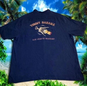 Tommy Bahama Silk Hawaiian Shirt Men 2XL One Minute Workout Embroidered RACK - Picture 1 of 8