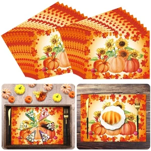 36 Pcs Thanksgiving Disposable Paper Place Mats Fall Placemats Autumn Sunflow... - Picture 1 of 7