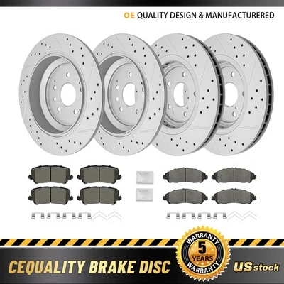 Kit de pastillas de freno de cerámica rotores perforados delanteros traseros para Acura MDX 2014 2015 2016 Foto 1 de 4
